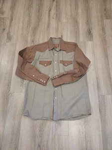 NWOT Forge Mens LT  Shirt Workwear 2 ToneBrown Pearl Snap Button Down Western  - Picture 1 of 7