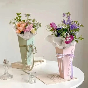 Triangle Cone Bouquet Packaging Bags Rose Flower Bouquet Wrapping Bag Wedding - Picture 1 of 13