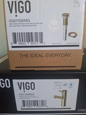 Nuevo conjunto de grifo de lavabo y fregadero de recipiente Vigo en mate cepillado... Foto 1 de 4