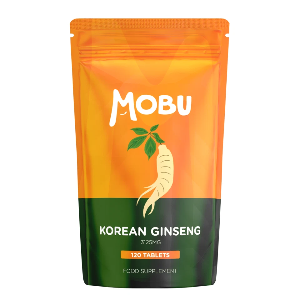 MOBU Korean Ginseng MAX 3125mg - 120 Tablets - Extra Potency Ginsenosides - VEGAN UK