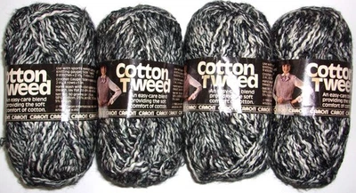 Lot of 4 ~Vintage Caron Cotton Tweed Yarn, 1.75 oz, Light 3, Black, Same Dye Lot - Image 1 of 4