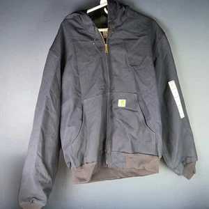 Carhartt Sherpa Lined Utility Heavy Duty Jacket Size L Dark Blue Hoodie USA - Picture 1 of 12