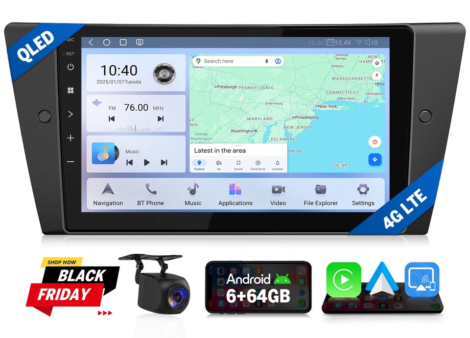 BMW E9x Android Head Unit Eonon Ga9465b Radio GPS 3 Series Apple Car Play