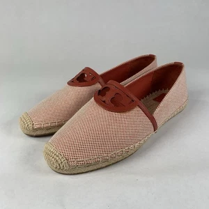 TORY BURCH Shoes Sz 11M SIDNEY Rust Red Textured Logo Espadrilles Flats - Picture 1 of 11