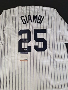 Jason Giambi Custom White Pinstripe Autographed New York Yankees Jersey PSA - Picture 1 of 15