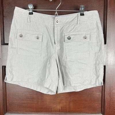 Pantalones Cortos INC International Concepts 100% Lino Talla 6 Gris Ligero Chinos Foto 1 de 4