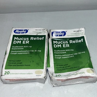 2 запечатанных отхаркивающих средства от кашля для снятия слизи регби 20 поврежденных коробок - Изображение 1 из 4