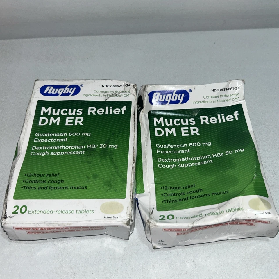 2 cajas selladas para aliviar la tos expectorante de alivio de moco de rugby 20 cada una dañadas Foto 1 de 4