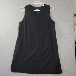 Croft & Barrow Linen Rayon Black V Neck Sleeveless Shift Dress Women's Plus XXL  - Picture 1 of 12