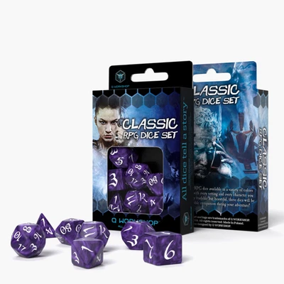 Juego De Dados Rpg Clásico Lavanda Y Blanco Para Juegos De Rol Q-Workshop NUEVO - Imagen 1 de 4