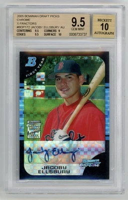 2005 Bowman Chrome #BDP172 Джейкоби Эллсбери Xfractor на карточке с автографом /250 BGS 9,5/10 - Изображение 1 из 2
