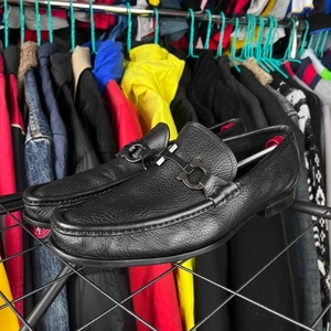 Salvatore Ferragamo Black Leather Loafers Slip On Moccasin Size 8.5 2E - Picture 1 of 13