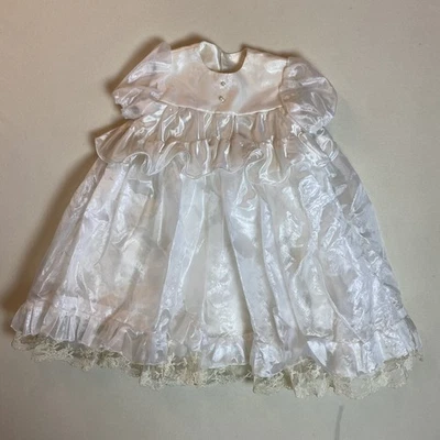 Christening Gown Dress Infant Size Lace On Hem - Image 1 of 4