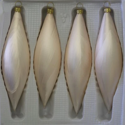 Lauschaer Glas Christbaumschmuck Oliven Eislack Champagner mundgeblasen - Bild 1 von 4