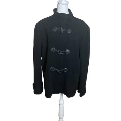 Chaqueta Talbots Plus para mujer 18 negra mezcla de lana cremallera completa botones de palanca italiana Foto 1 de 4