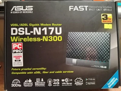 New  Asus Router DSL-N17 Wireless-N300 Vdsl/Adsl Gigabit Modem Router - Boxed - Image 1 of 4