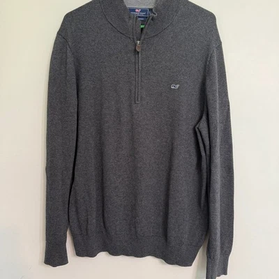 Vineyard Vines Men's Gray Wool Cashmere Blend 1/2 Zip Pullover Sweater - Image 1 of 4
