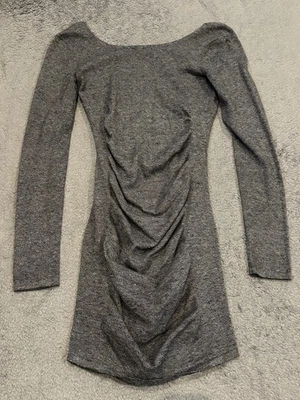 Express Dress Long Sleeve Knit Ruched Fitted Gray Bodycon Stretch Womens Small - Image 1 of 4
