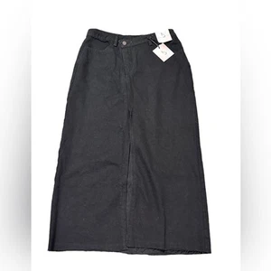 Gonna midi denim nero grigio felice taglia 7/27 spacco davanti - Foto 1 di 7