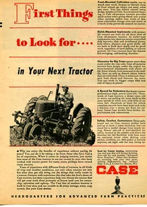 1945 Print Ad of Case All Purpose Farm Tractor First Things To Look For - Imagen 1 de 2
