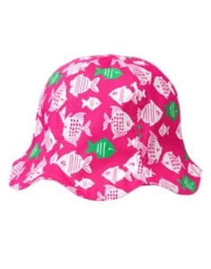 GYMBOREE SWIM SHOP PINK w/ ANGELFISH A/O REVERSIBLE HAT 5 6 7 8 10 12 NWT - Picture 1 of 1