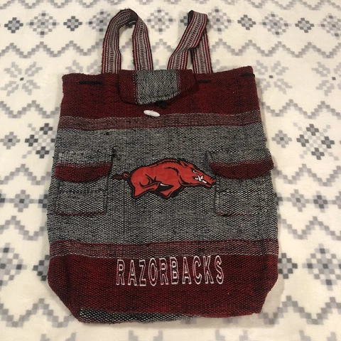 Arkansas Razorbacks Knit Backpack Red Gray 17x15” Pre-owned Cover