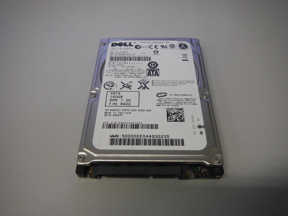 Dell MHZ2160BK 160GB 2.5" 7200RPM 16MB SATA Laptop Hard Drive (Toshiba) - Image 1 of 1