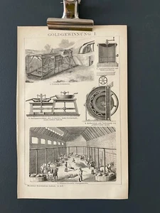 Impresión de ilustración Brockhaus antigua rara de oro de 1900 ENVÍO GRATUITO - Imagen 1 de 2
