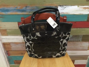 Authentic Coach Signature Laura Black Large Zipper Tote 18335 - NEVER WITH TAGS - Picture 1 of 7