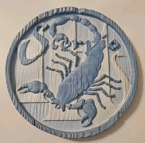 Placa de pared colgante vintage años 70 retro tiza escorpio zodiaco astrología - Imagen 1 de 5