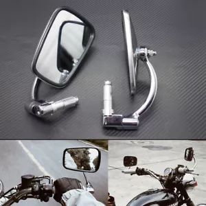 Espejo retrovisor lateral con mango de metal retro plateado de 7/8" 22 mm para cafe racer - Imagen 1 de 8