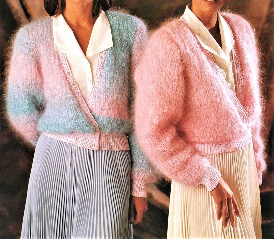  Mohair Ladies Crossover Front Cardigan Knitting Pattern 28-40 inch - Image 1 of 1