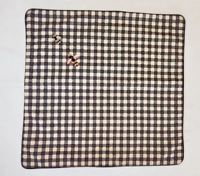 Pottery Barn Norton Pillow Cover Black 18 sq Gingham Check Honey Bumble Bee More - Image 1 of 4