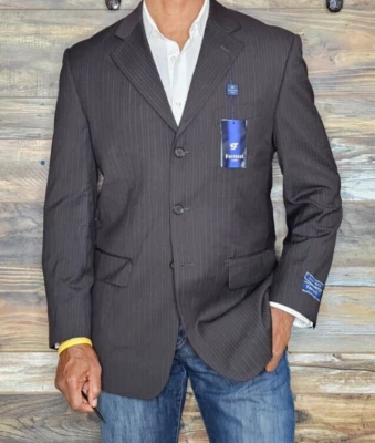 NWT Ferrecci Uomo Italy Brown Striped Double Vented Blazer Sport Jacket 38R $299 - Image 1 of 4