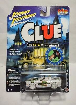 Johnny Lightning Pop Culture Clue Mr Green 2000 Chevy Corvette White Lightning  - Image 1 of 3
