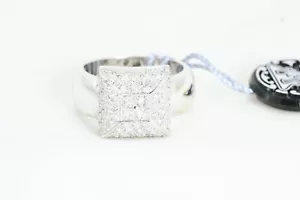 Women's Ring Band Diamonds Princess White Gold 18KT New - Picture 1 of 2