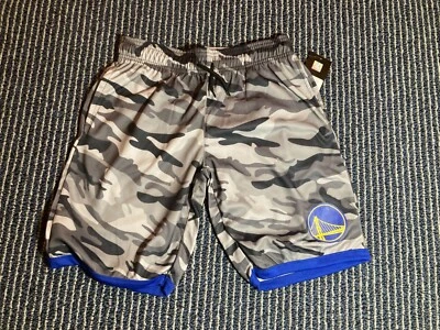 全新带标签 青少年 NBA 金州勇士队迷彩 中号或大号 篮球 健身短裤 — 第 1/4 张图片