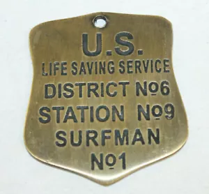 Replica distintivo assegno pattuglia surfista stile vintage ottone US servizio salvavita - Foto 1 di 2