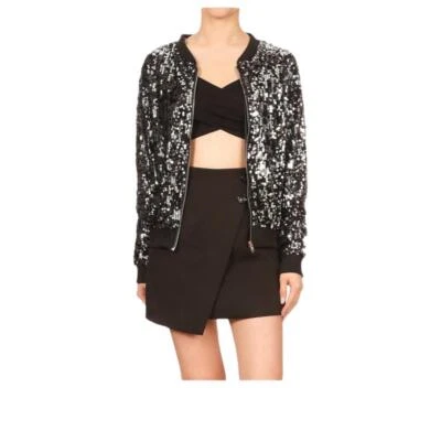 Anna-Kaci Sequin Bomber Zip-Up Jacket Womens XXL 20/22 Sparkle Shine Collection - Image 1 of 4