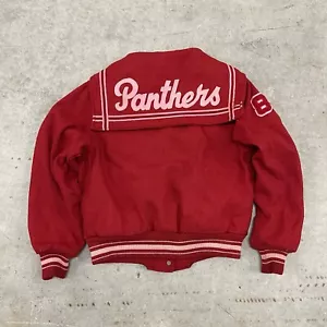 Vintage 60s Trophy Meca Sportswear Chain Stitch Red Varsity Jacket Size Medium - Picture 1 of 12