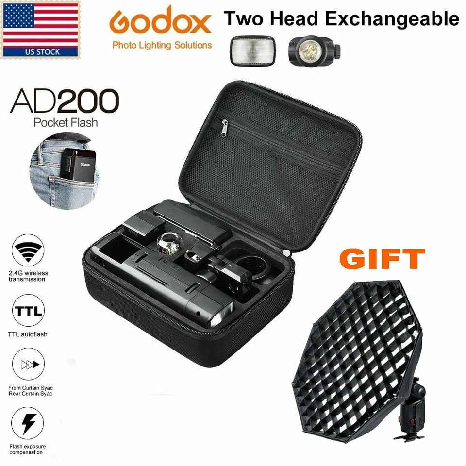 US Godox AD200 TTL HSS 1/8000s 200W Speedlite Strobe Flash f Canon Nikon SONY - Image 1 of 4