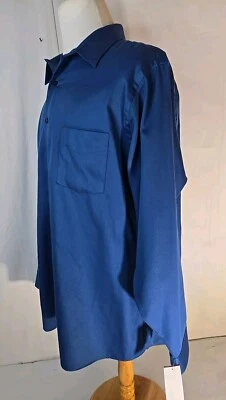 Sz 17 1/2 34/35 Men's Shirt. Geoffrey Beene Long Sleeve Button Up. Blue Sateen  - Image 1 of 4