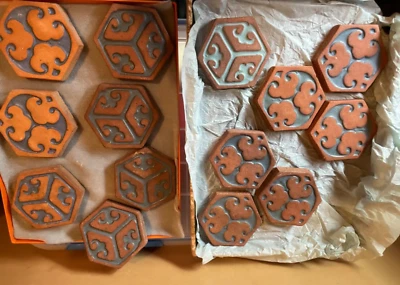 Azulejos hexagonales Batchelder Los Angeles de 1920 - 14 azulejos - casi prístinos - azules Foto 1 de 4