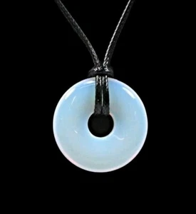 Opalite Donut Crystal Gemstone Natural Chakra Pendant 20-30mm+ 60cm Braided Cord - Picture 1 of 3