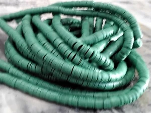 Hmade Polymer Clay Heishi Bead, Dark Sea Green,  6x1mm Approx 390 pcs  - Picture 1 of 2