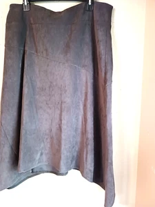 TRIBAL SKIRT Vegan SUEDE Hi-Low Never Worn EUC Women's L  Wearable Neutral Tone - Picture 1 of 5