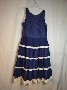 Abito a pieghe Talbots da donna senza maniche a righe taglia 8 bianco nuovo con etichette - Foto 1 di 7