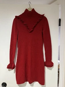 Rebecca Minkoff Womens Red Dulcie Ruffle Wool Dress Size XS - Picture 1 of 5
