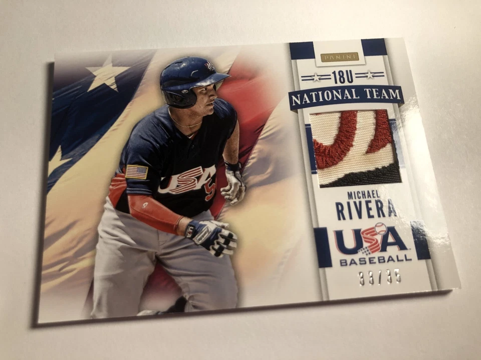2013 Panini USA Baseball Game Used 3 Color Logo Jersey Michael RIvera /35 - Image 1 of 1