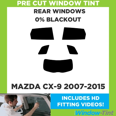 Für Mazda CX-9 2007-2015 Vorgeschnittene Scheibentönung Heck 0% Blackout Folie - Image 1 of 4